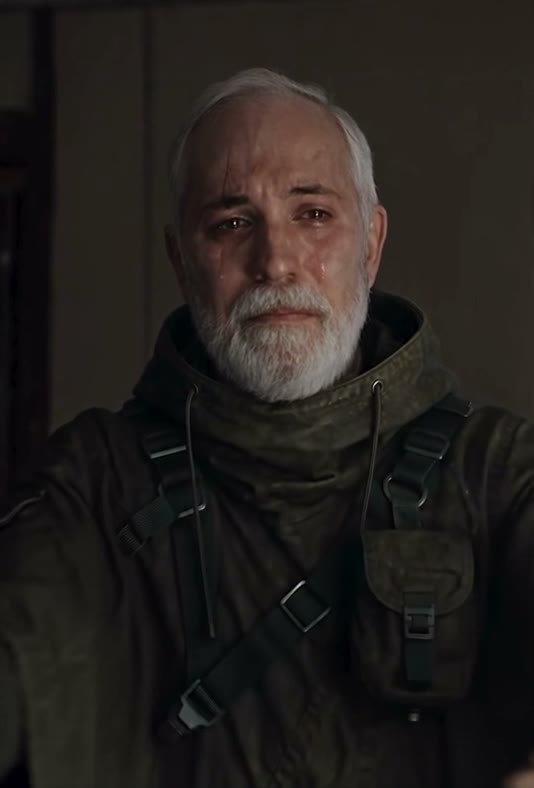 Middle of a Zombie Love Story AI video: he lowers the gun and opens his arms